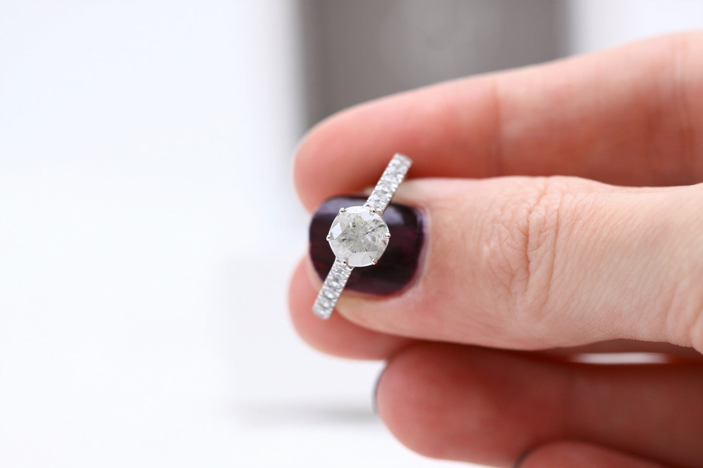 Salt and Pepper Diamond Engagement Ring