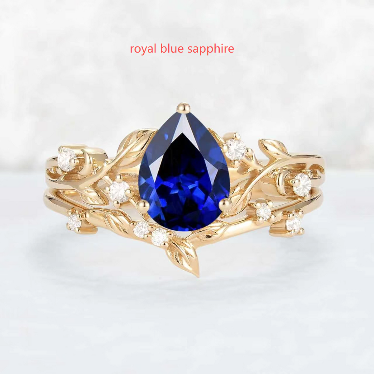 Custom 1.5ct lab royal blue saphir with lab dimonds 14k yellow gold ring set for brice alsina