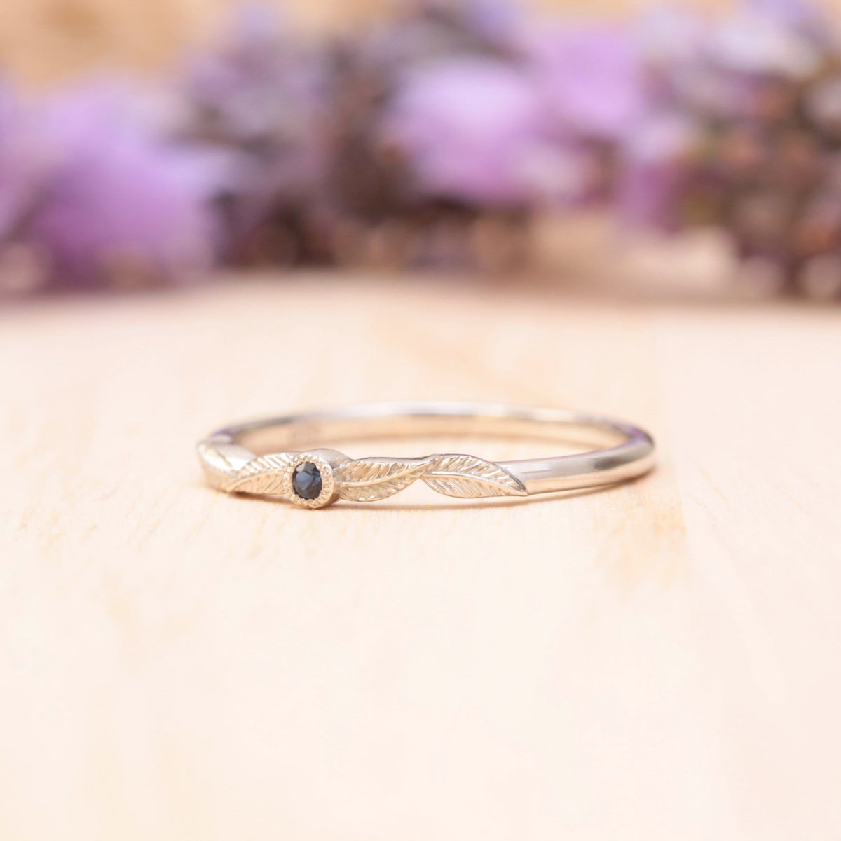 Sapphire Birthstone Leaf Ring