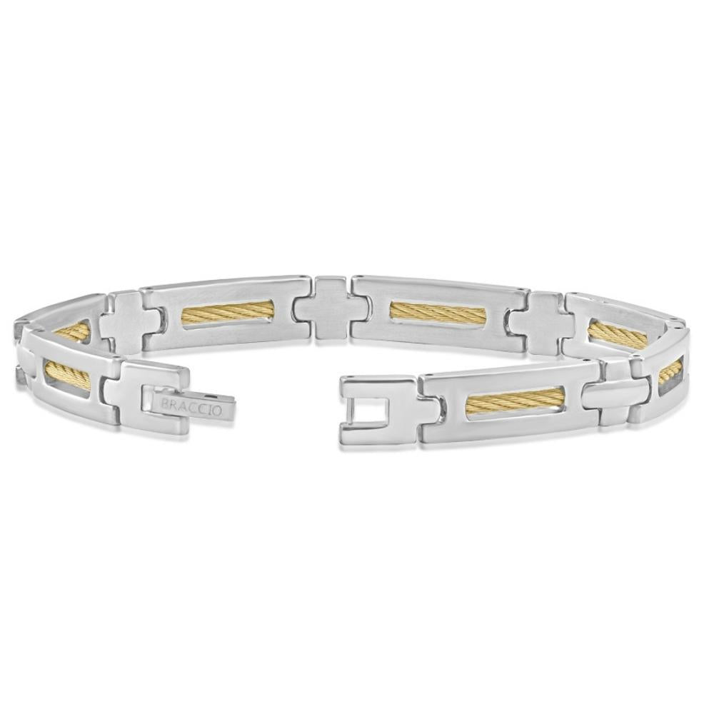 Men's Steel And Dark Gold Wired 7mm Flexible Link 8.5 " Bracelet