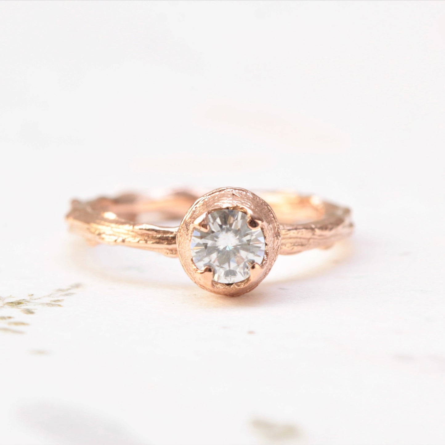 Moissanite Twig Engagement Ring