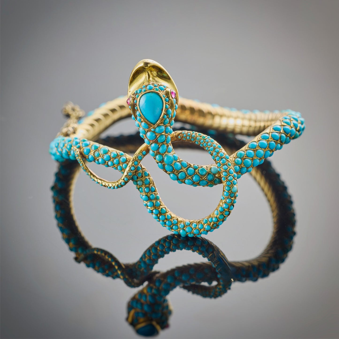 Antique Turquoise Snake Bangle Bracelet