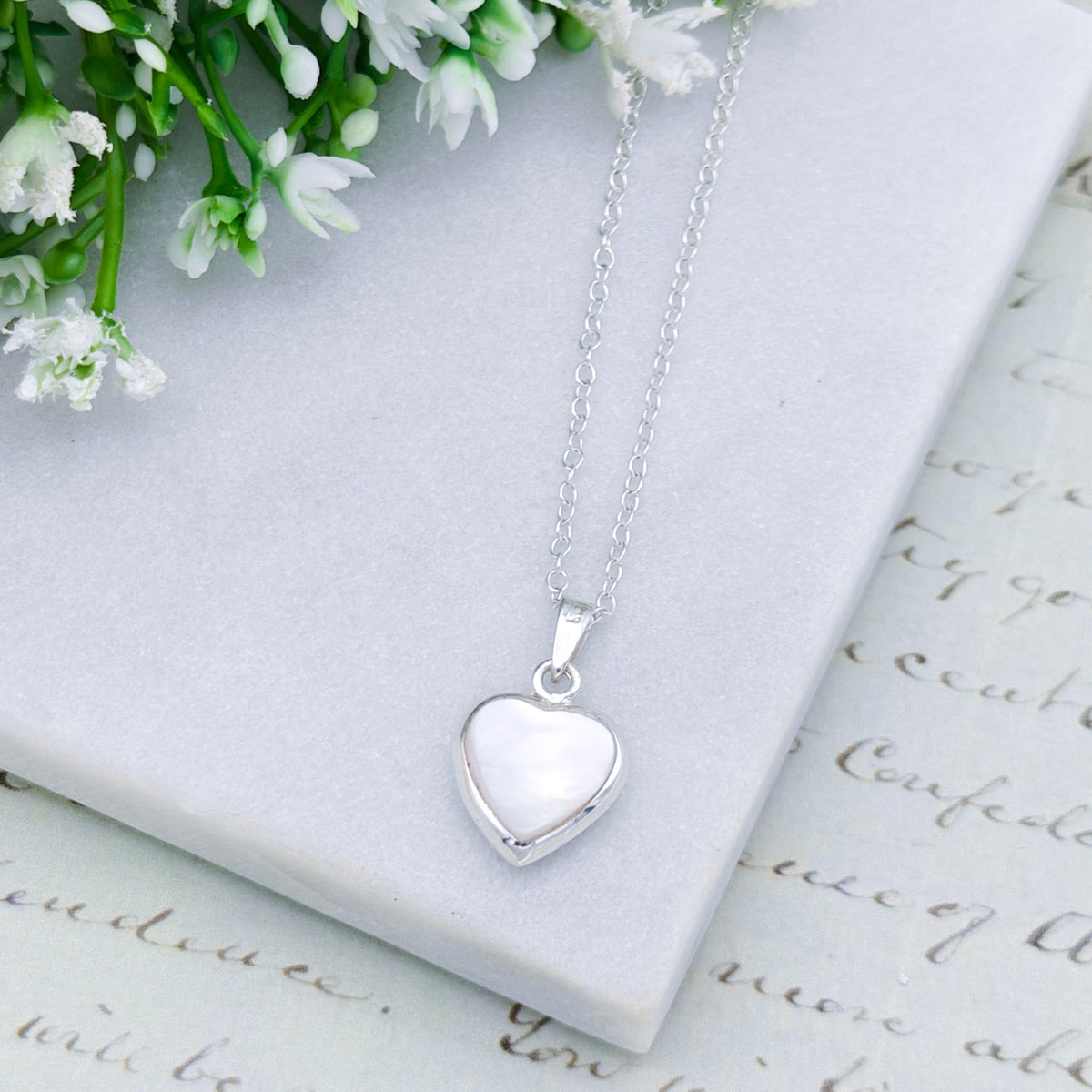 Abalone Heart Pendant | Mother of Pearl on Reverse | Shell Gift | Sterling Silver