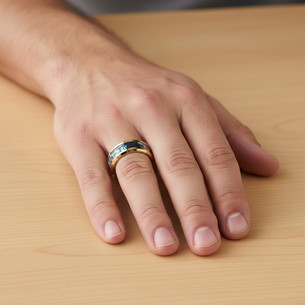 SHORELINE | Gold-Plated Tungsten Ring, Mother of Pearl Inlay