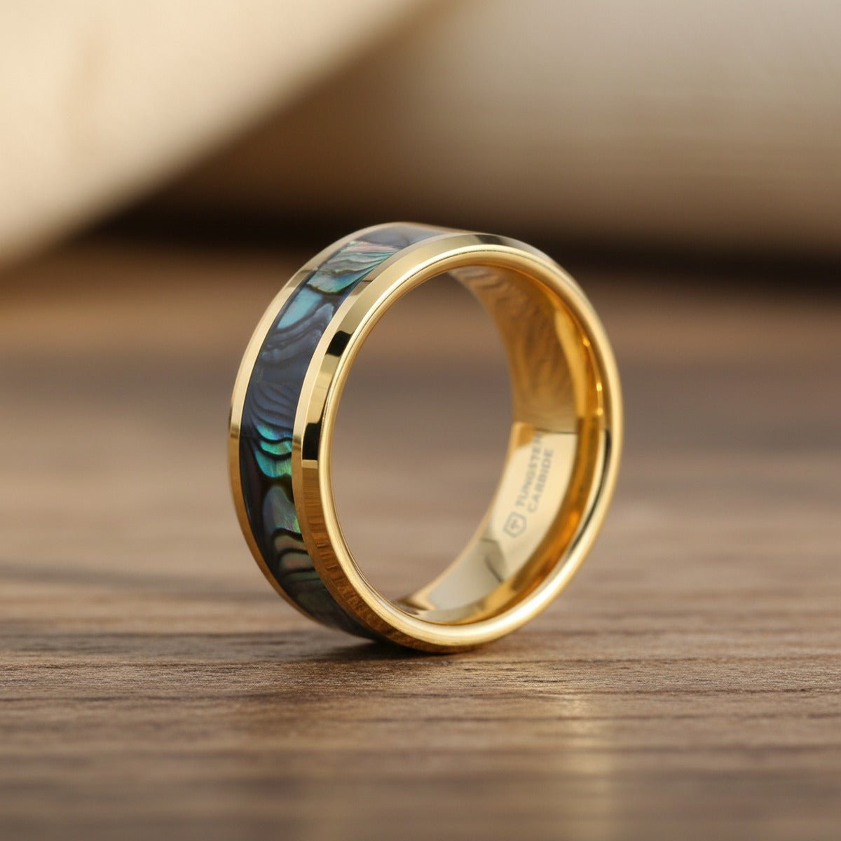 SHORELINE | Gold-Plated Tungsten Ring, Mother of Pearl Inlay