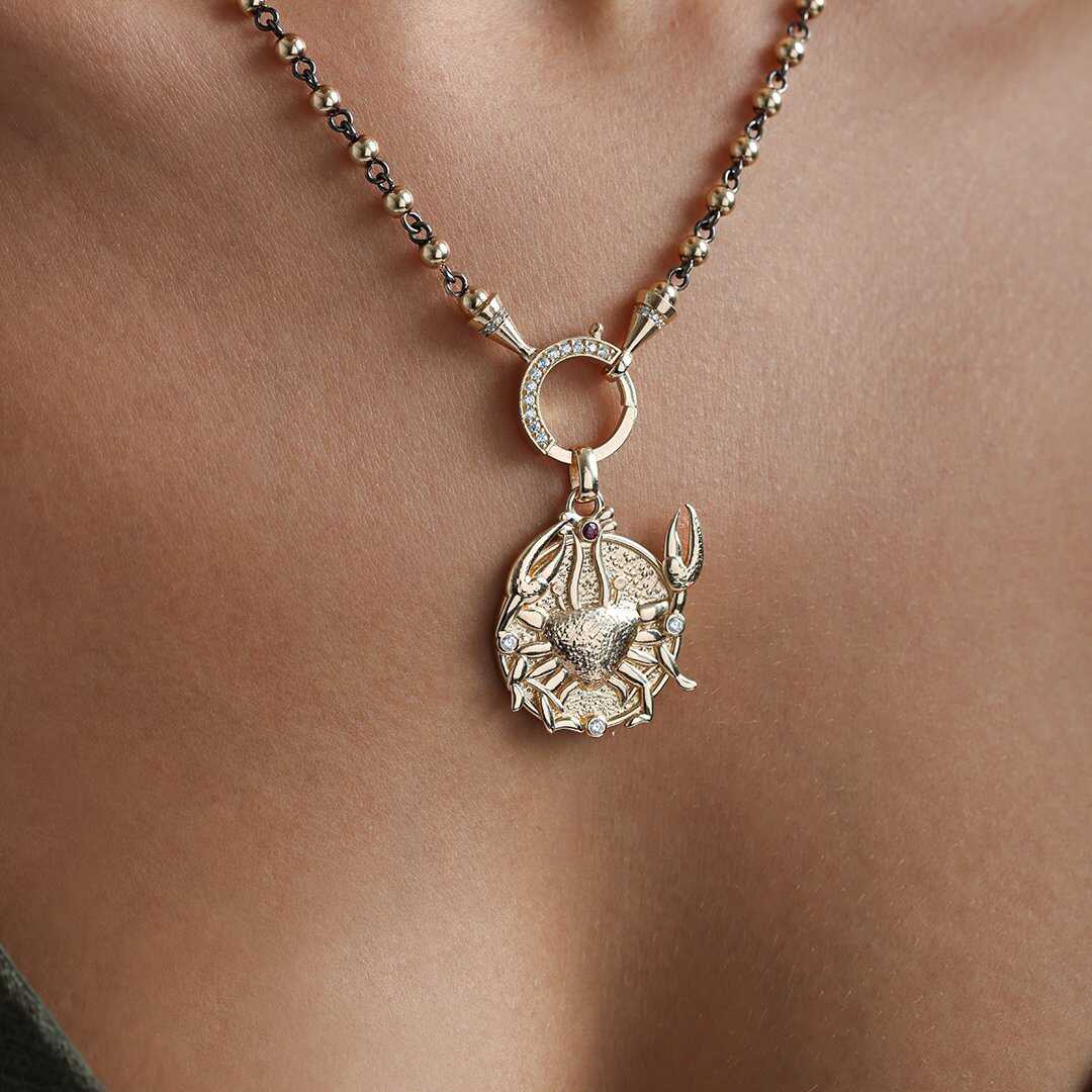 14k Gold Cancer Zodiac Necklace