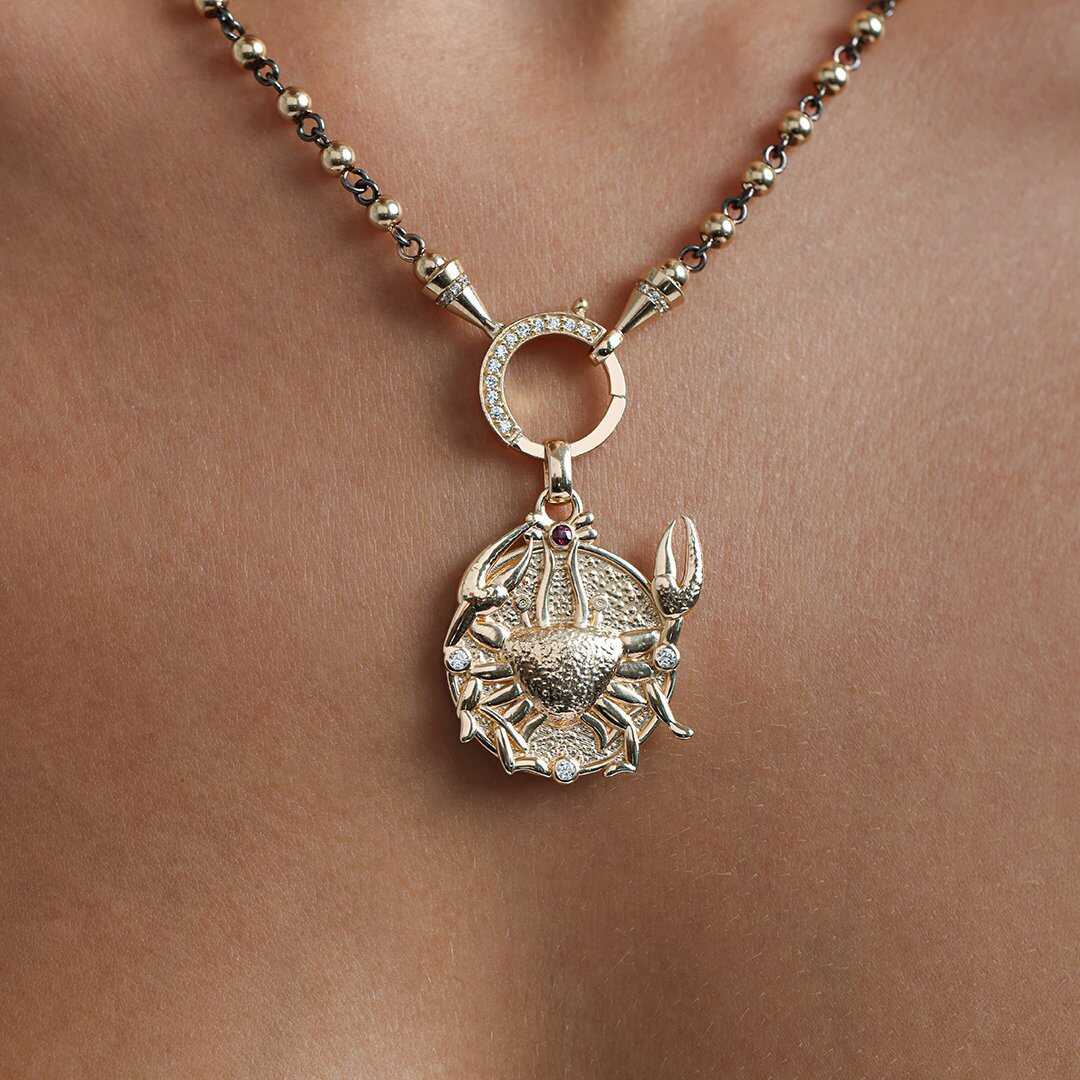 14k Gold Cancer Zodiac Necklace