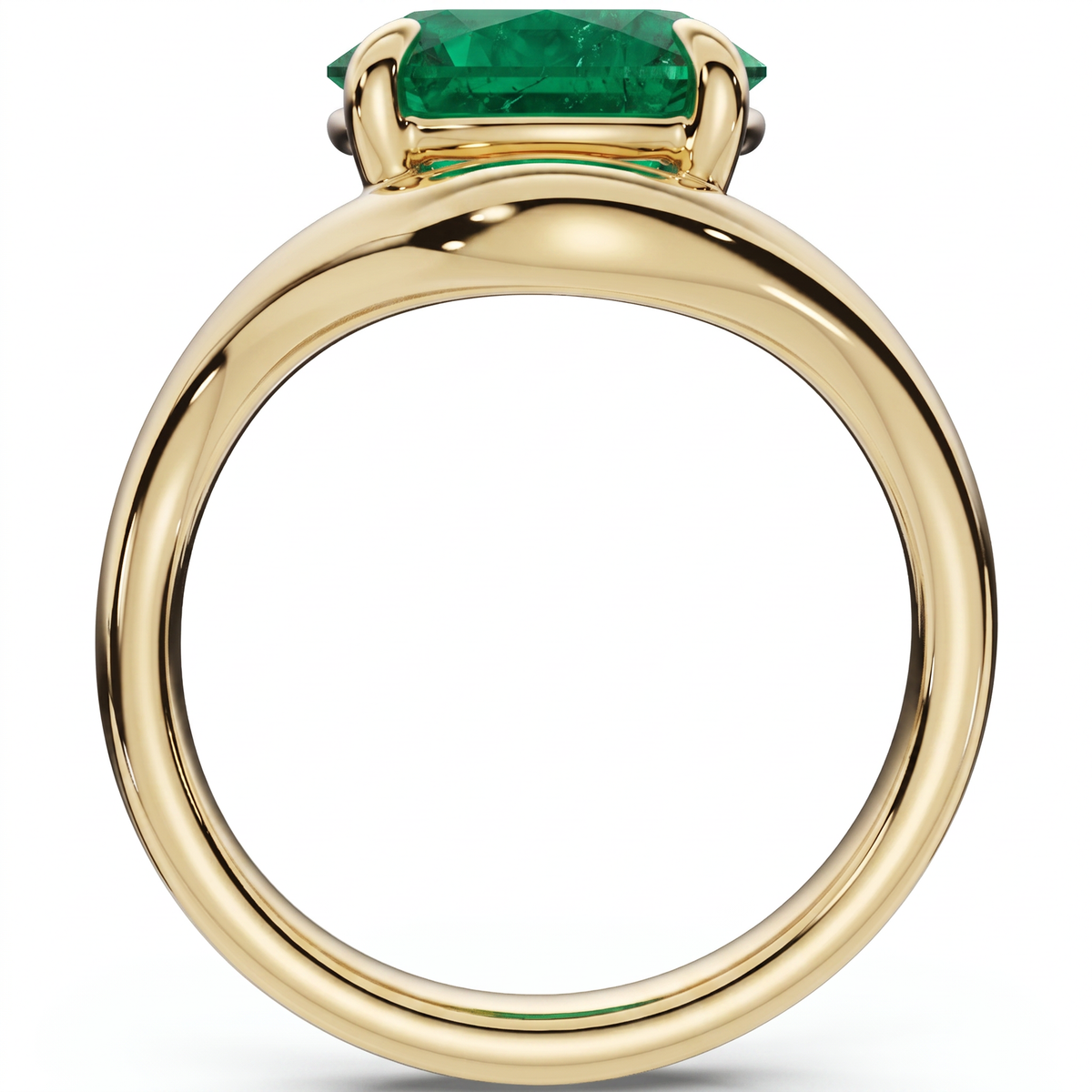 Certified 2.60Ct Emerald Oval Silhouette Ring 14k Gold Lab Grown