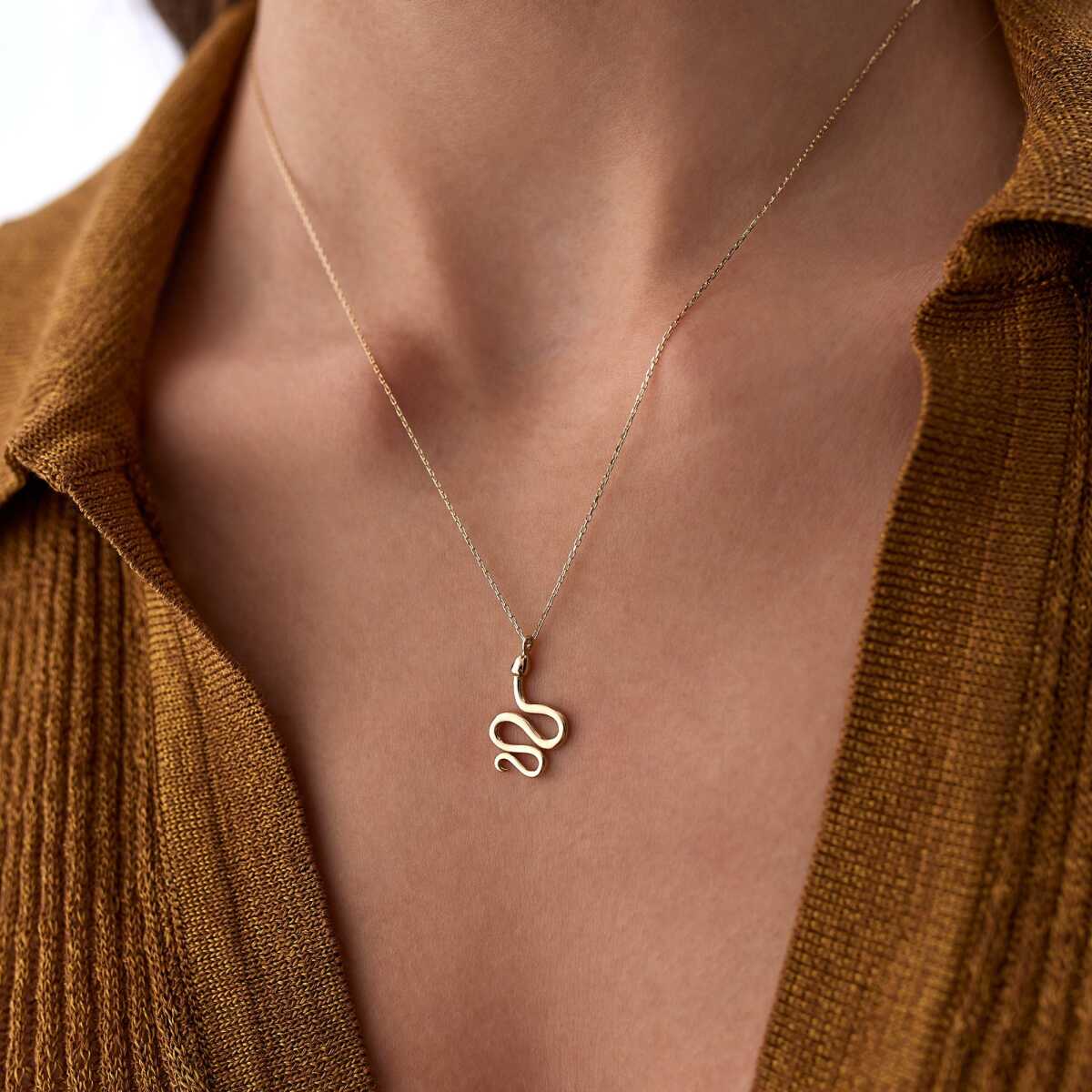 14k Gold Minimalist Snake Necklace