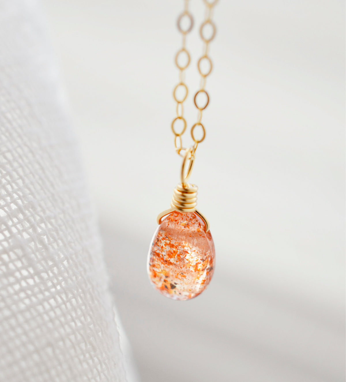 Sunstone Droplet Necklace