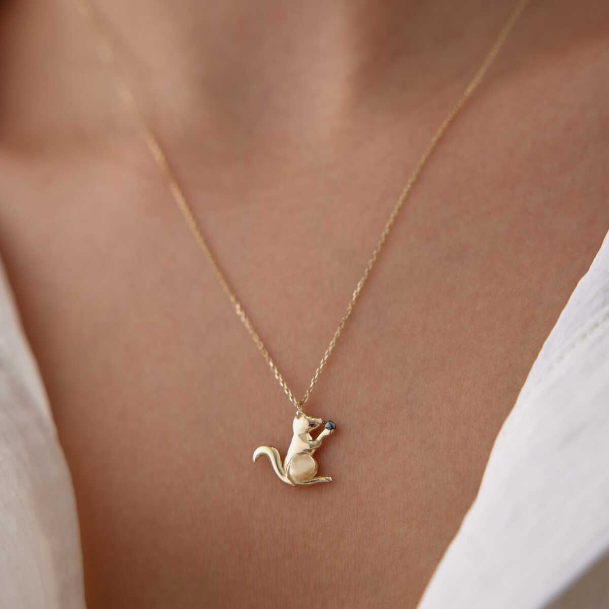 14k Gold Squirrel Necklace