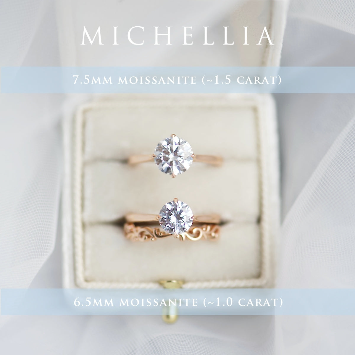 [Marguerite] Victorian Lace Solitaire Engagement Ring in Diamond / Moissanite