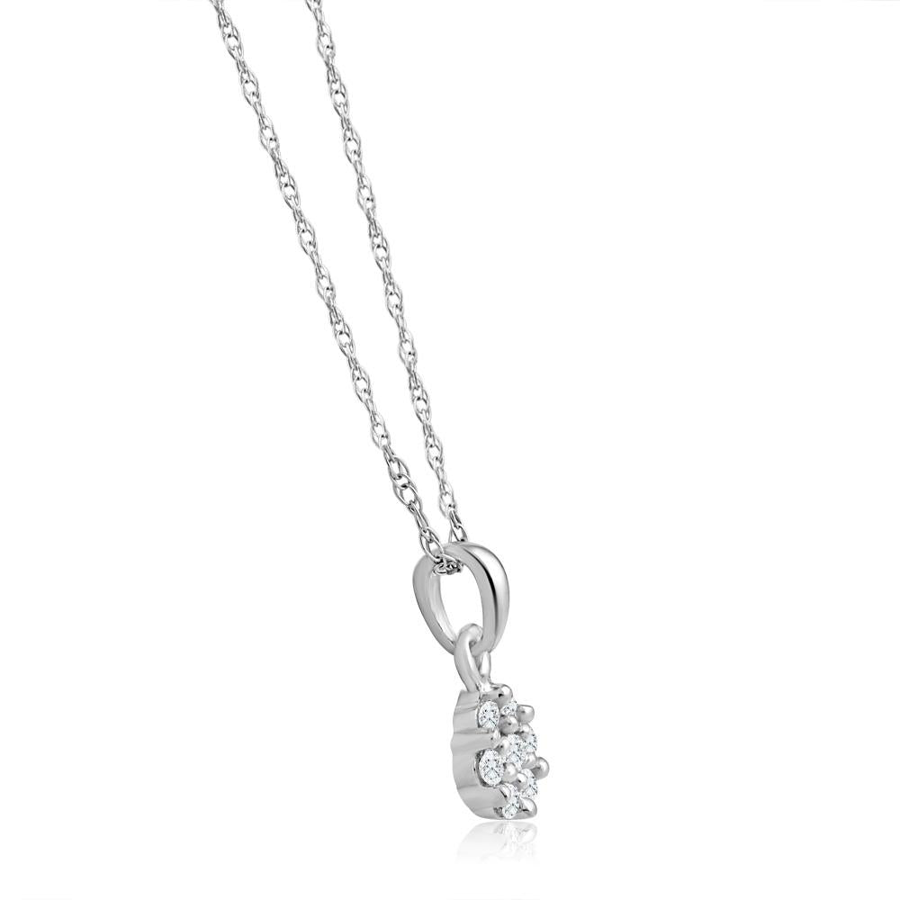 Small Pave Real Diamond Pendant 10k White Gold 18" Women's Necklace