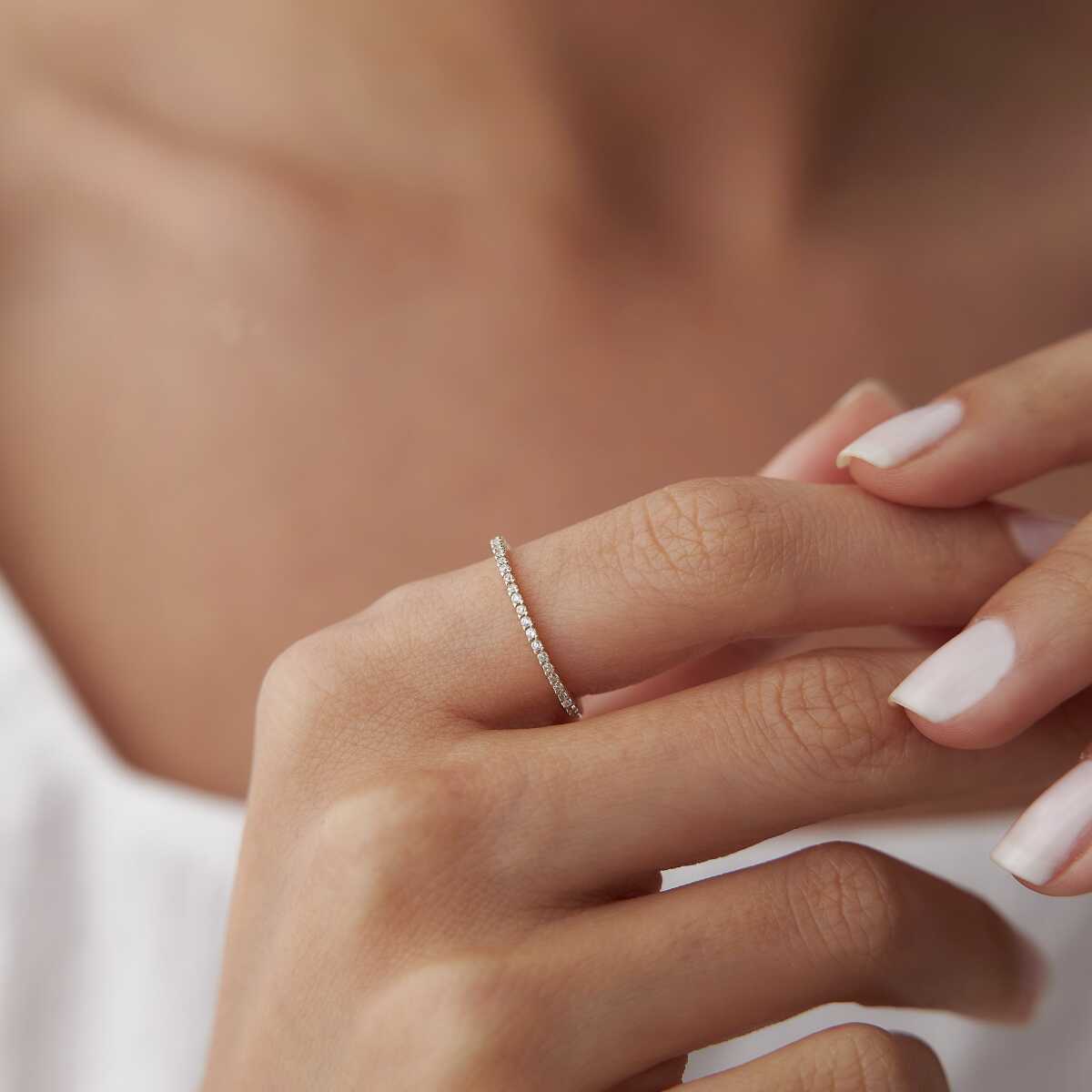 14K Gold Thin Eternity Band Ring