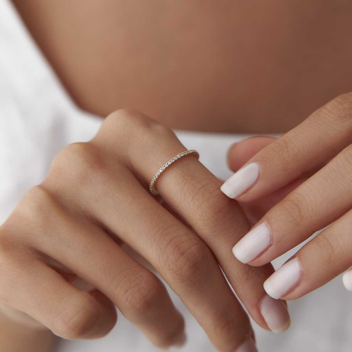 14K Gold Thin Eternity Band Ring