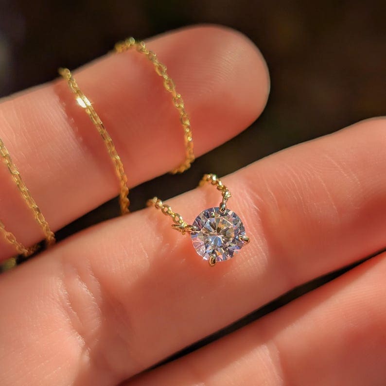 Small Round Moissanite Necklace