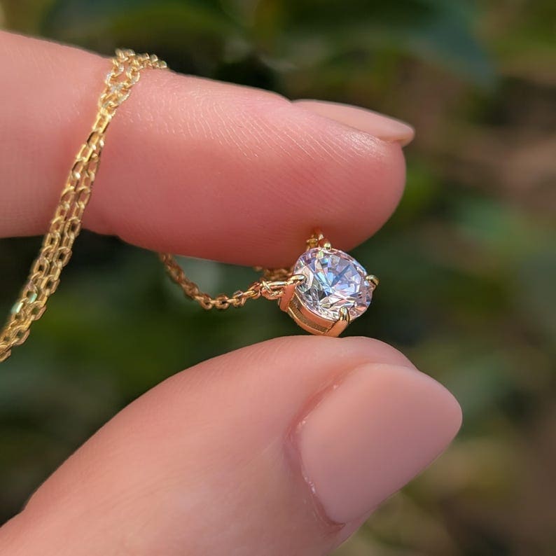 Small Round Moissanite Necklace