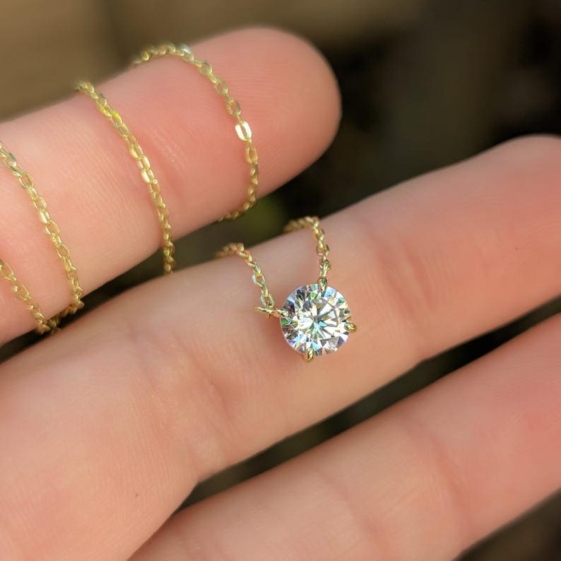 Small Round Moissanite Necklace