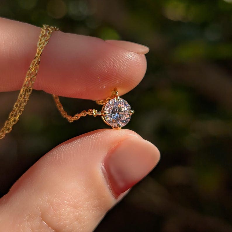 Small Round Moissanite Necklace