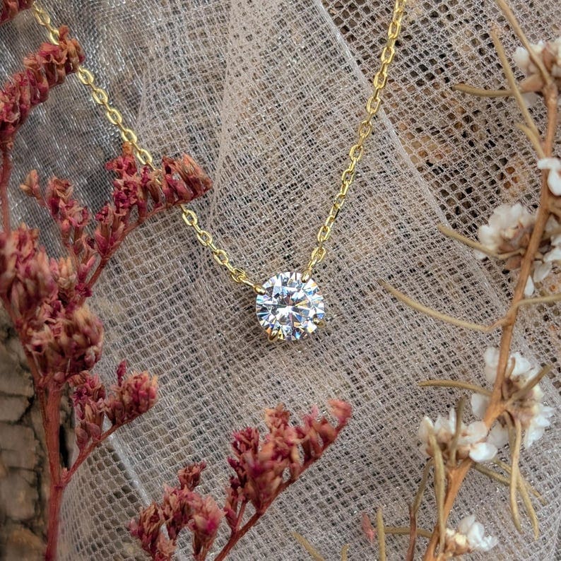 Small Round Moissanite Necklace