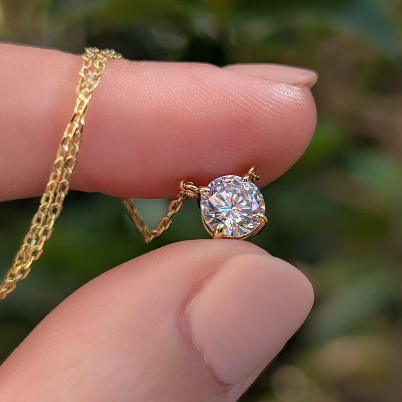 Small Round Moissanite Necklace