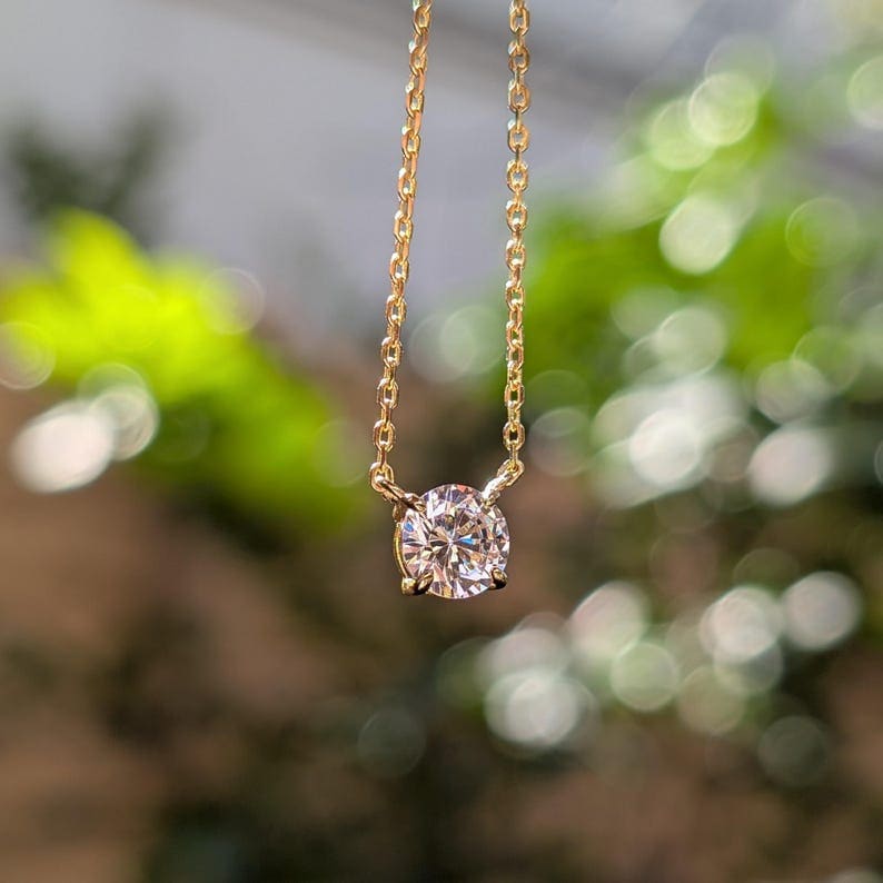 Small Round Moissanite Necklace