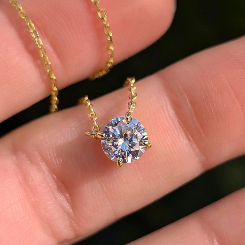 Small Round Moissanite Necklace