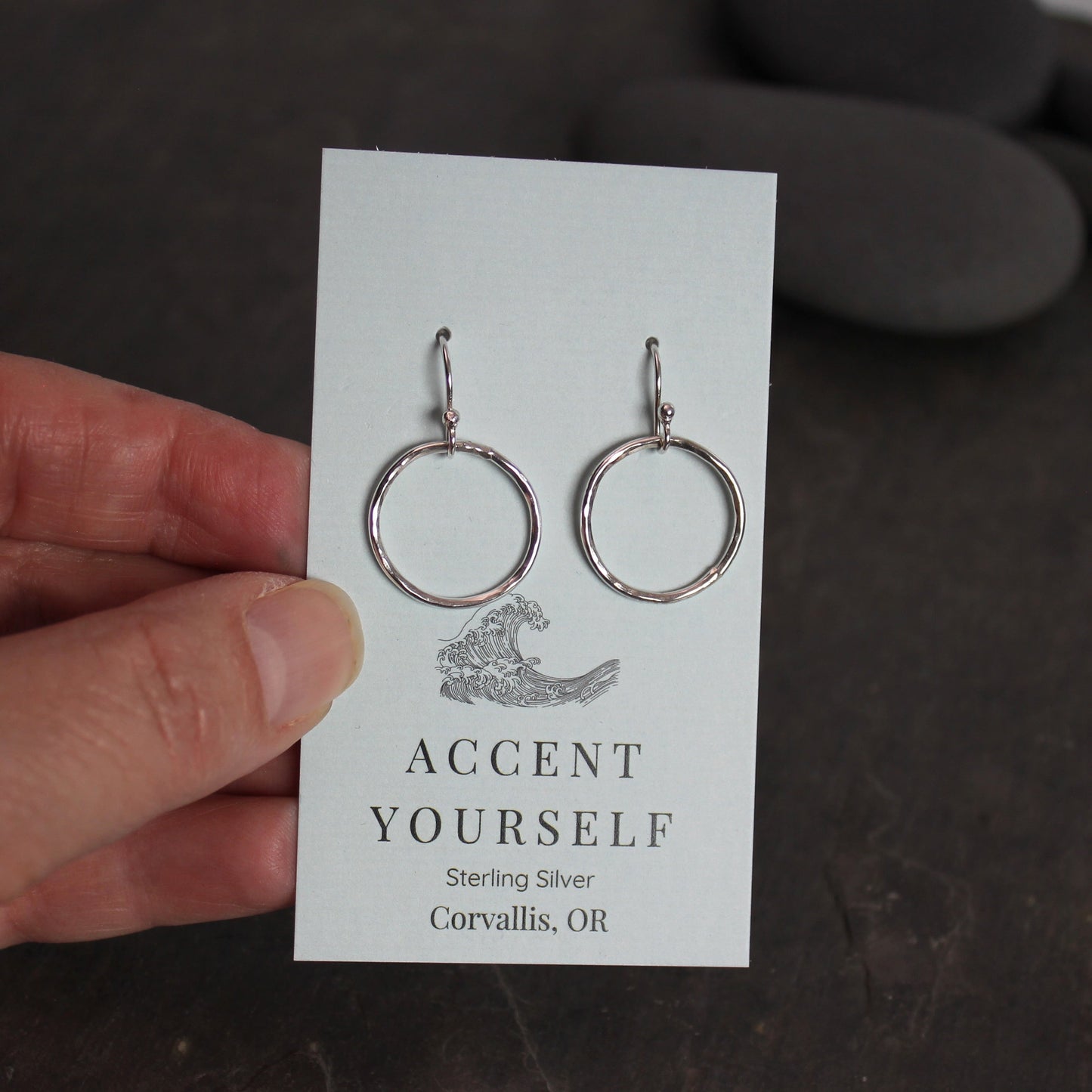 Small Hammered Sterling Silver Dangly Circle Earrings 1/2–3/4" | Handmade | Sterling Silver