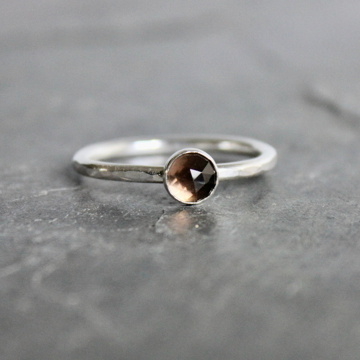 Sterling Silver Smoky Quartz Stacking Ring | Neutral Brown Gemstone