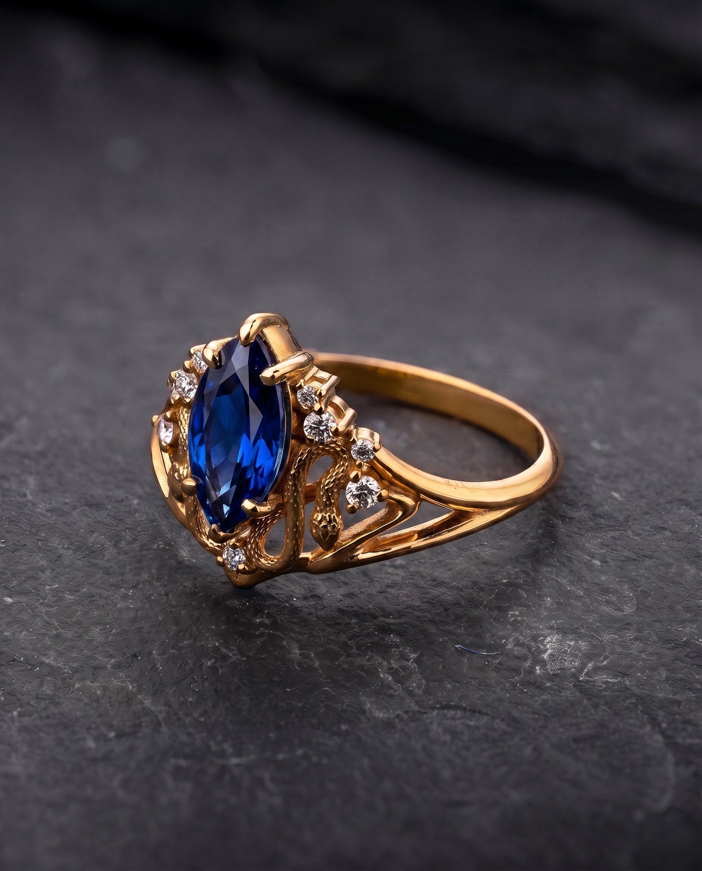 Snakes Engagement Ring With Blue Sapphire / Serpent of Eden
