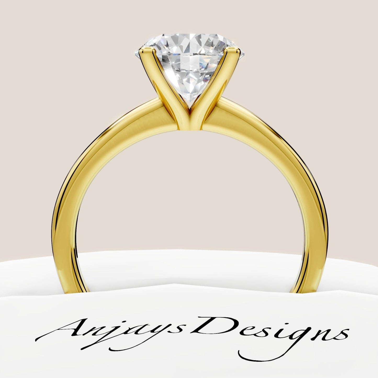 1 Carat Round Cut Lab Grown Diamond Solitaire Engagement Minimalist Ring 4 Prong Ring