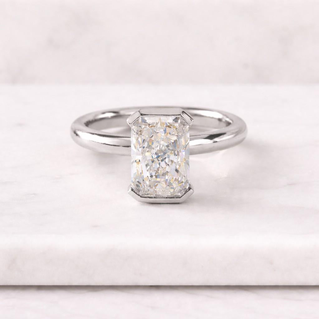 Radiant Cut Lab Grown Diamond Solitaire Engagement Ring in 14K Gold