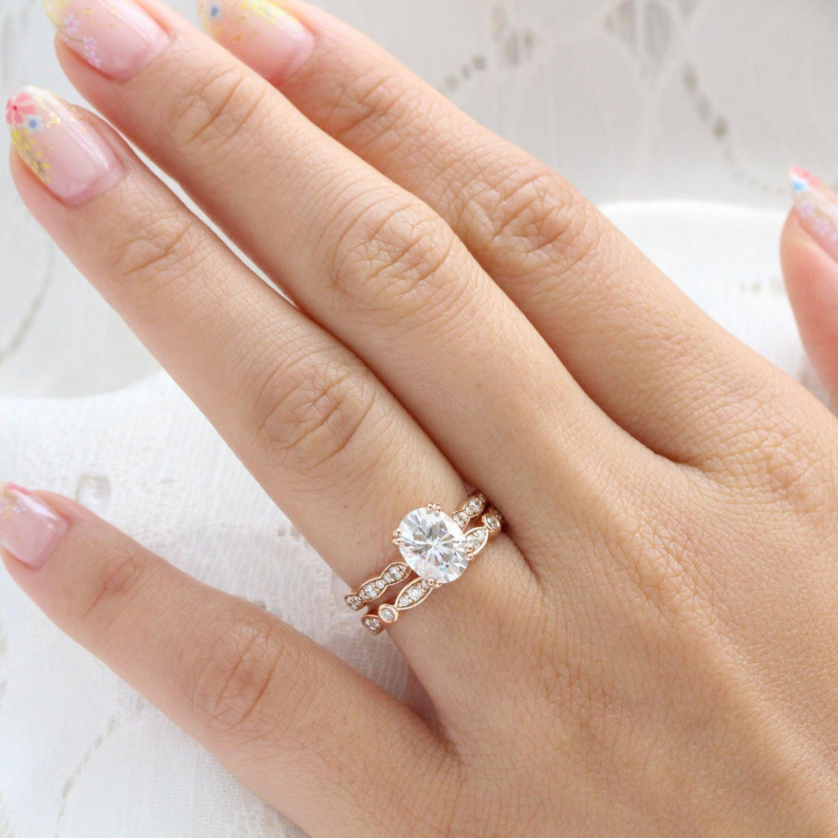 Grace’s Bezel | Oval Lab Diamond Solitaire Bridal Set 2pcs