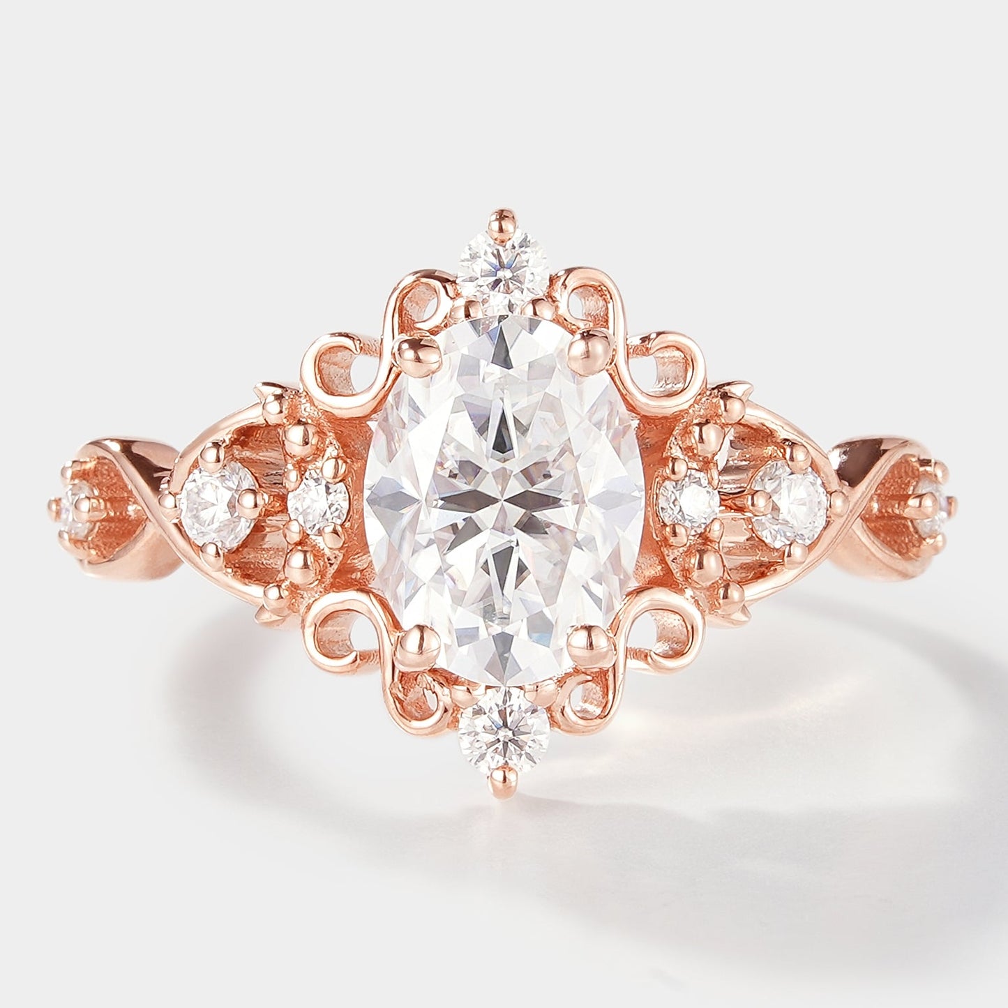 Vintage Oval Cut Moissanite Engagement Ring