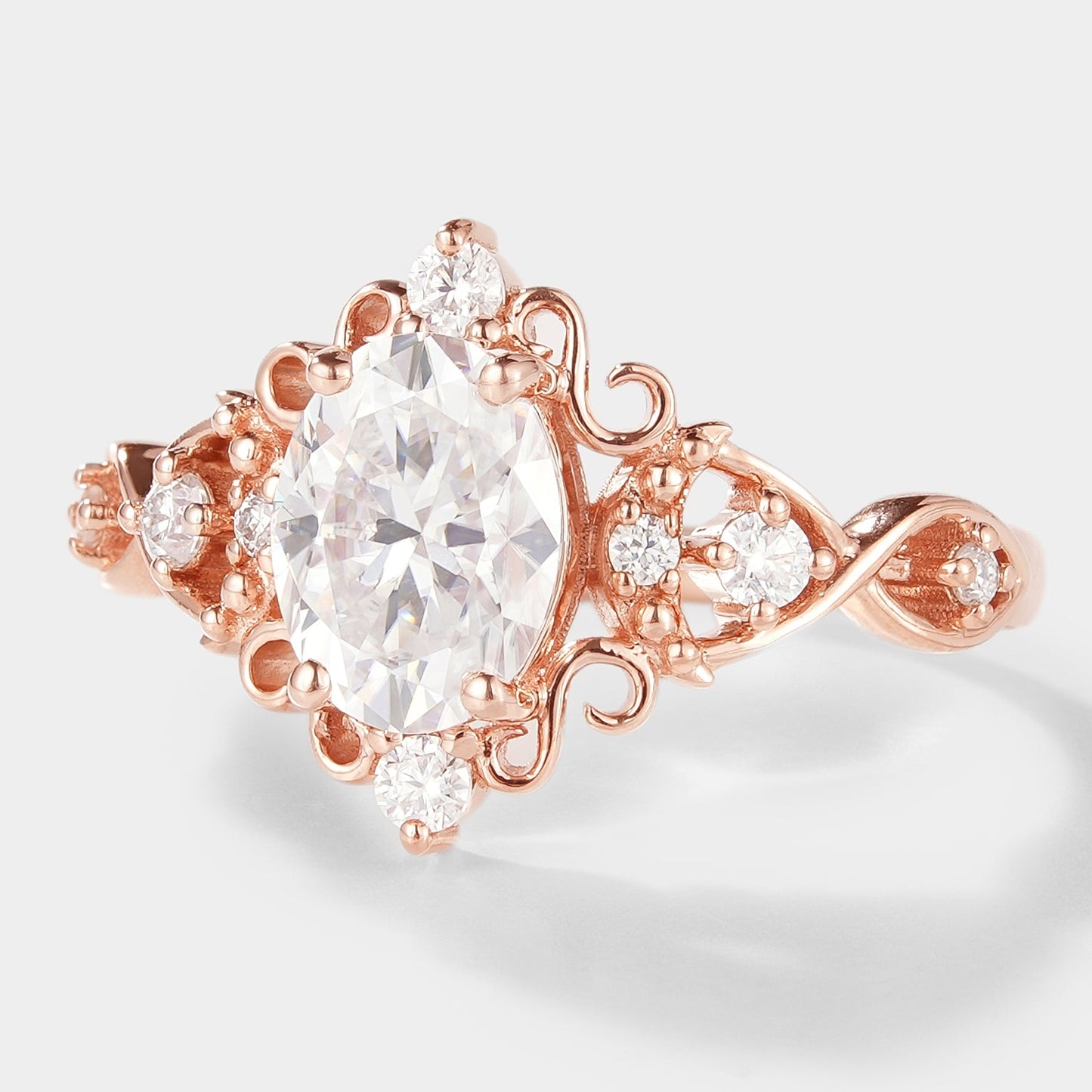 Vintage Oval Cut Moissanite Engagement Ring