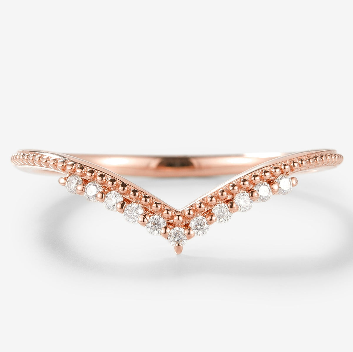 Moissanite Milgrain Edge Stackable Wedding Band