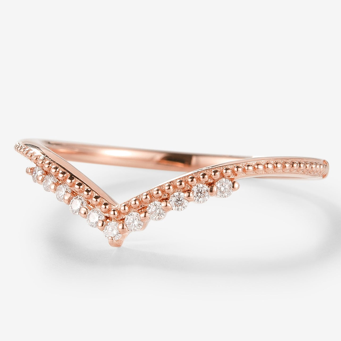 Moissanite Milgrain Edge Stackable Wedding Band