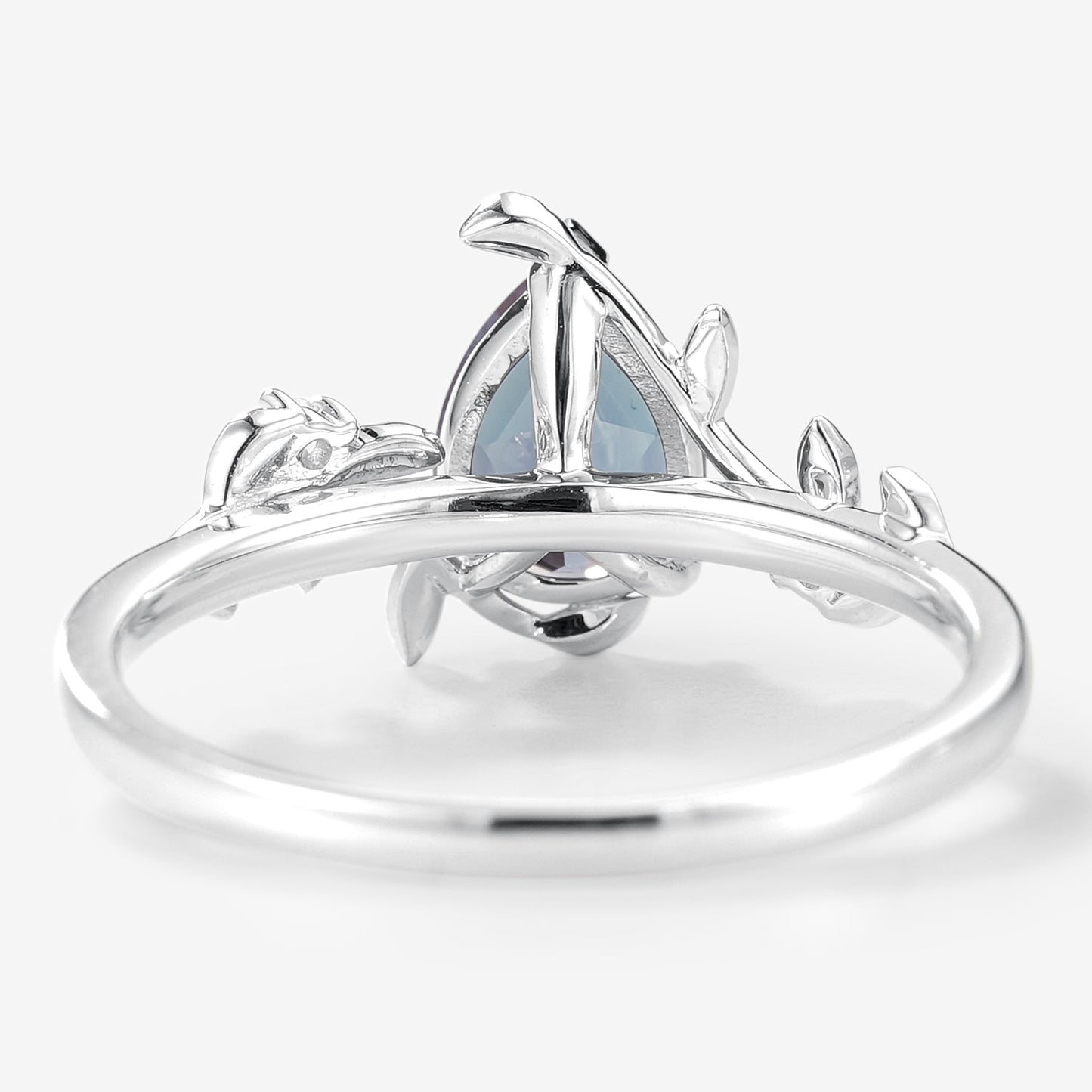 Pear Cut Alexandrite Leaf Inspired Engagement Ring