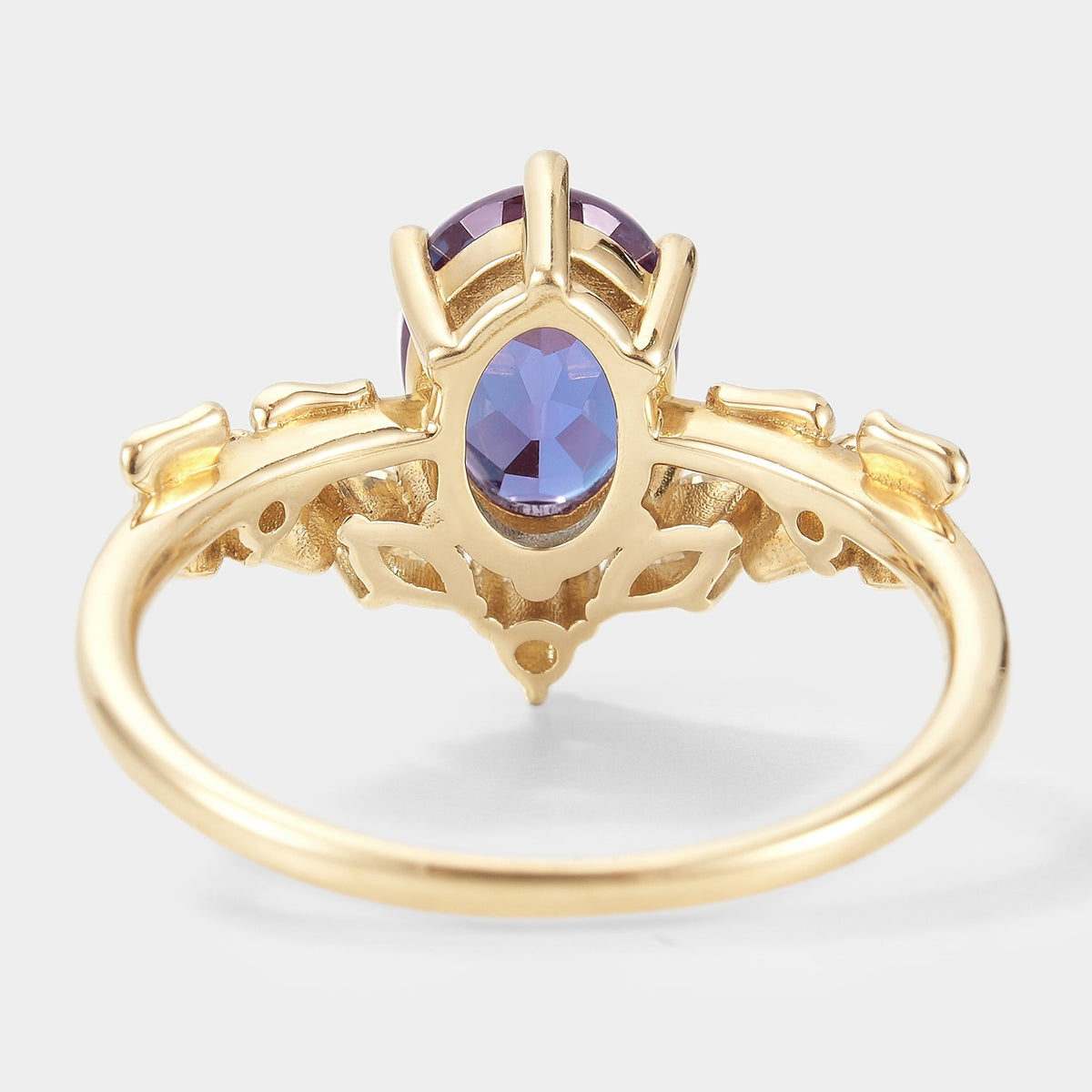 Unique Design Oval Cut Alexandrite Engagement Ring