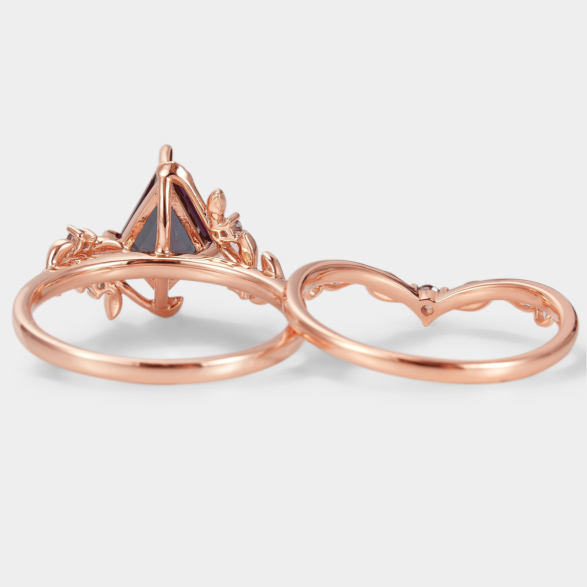 Kite Cut Alexandrite Bridal Set With Leaf - Alder
