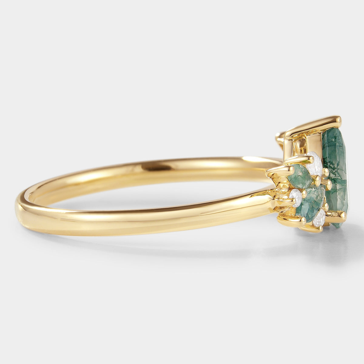 Teardrop Moss Agate Engagement Ring