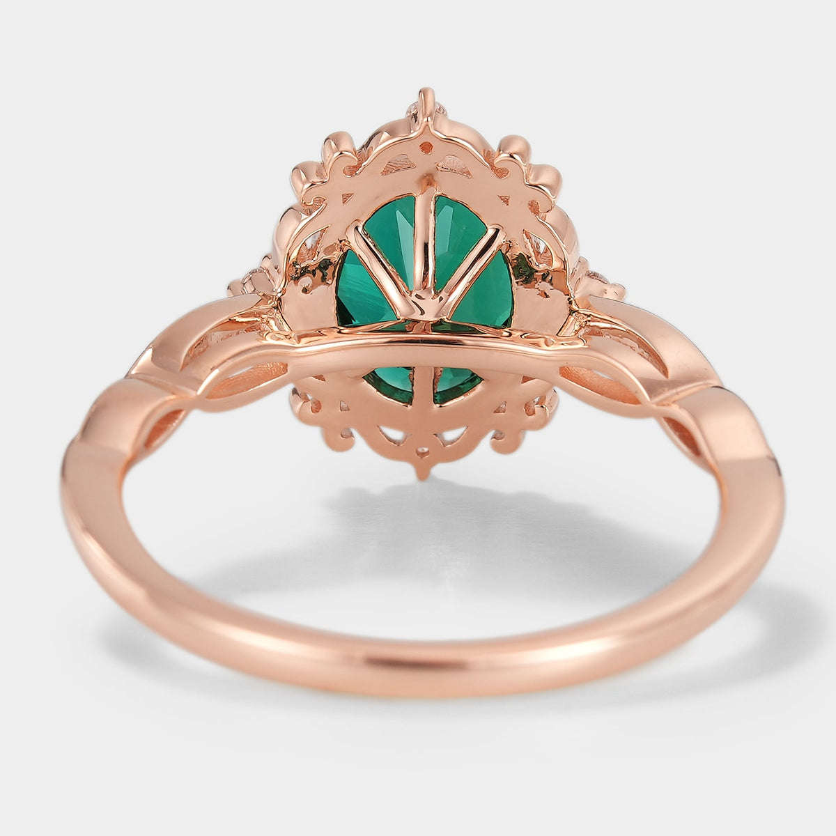 Vintage Royal Court Style Lab Grown Emerald Engagement Ring