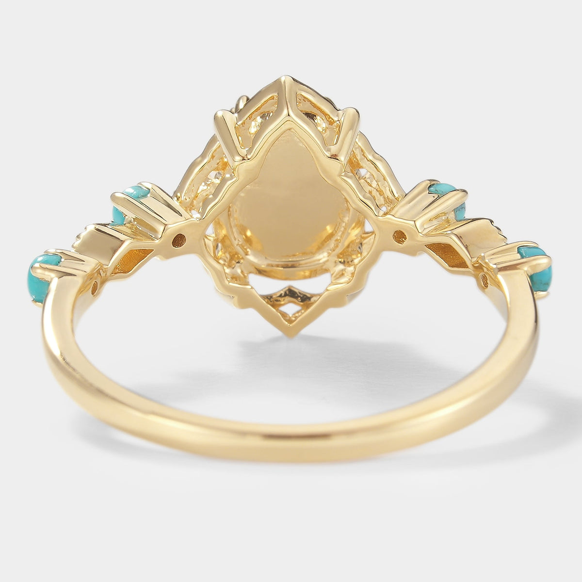 Pear Cut Opal Engagement Ring With Turquoise