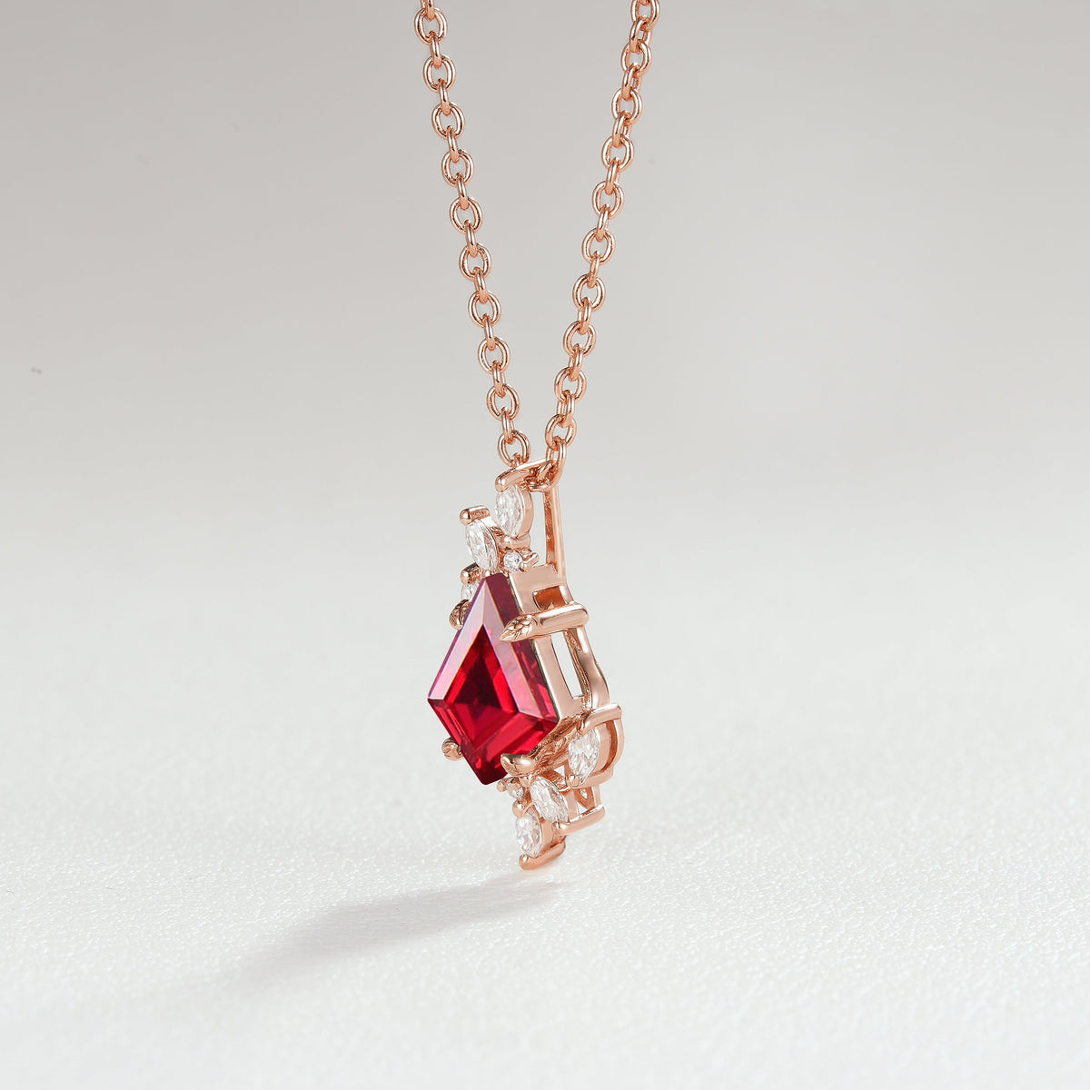 Nature Inspired Kite Cut Ruby Leafy Necklace