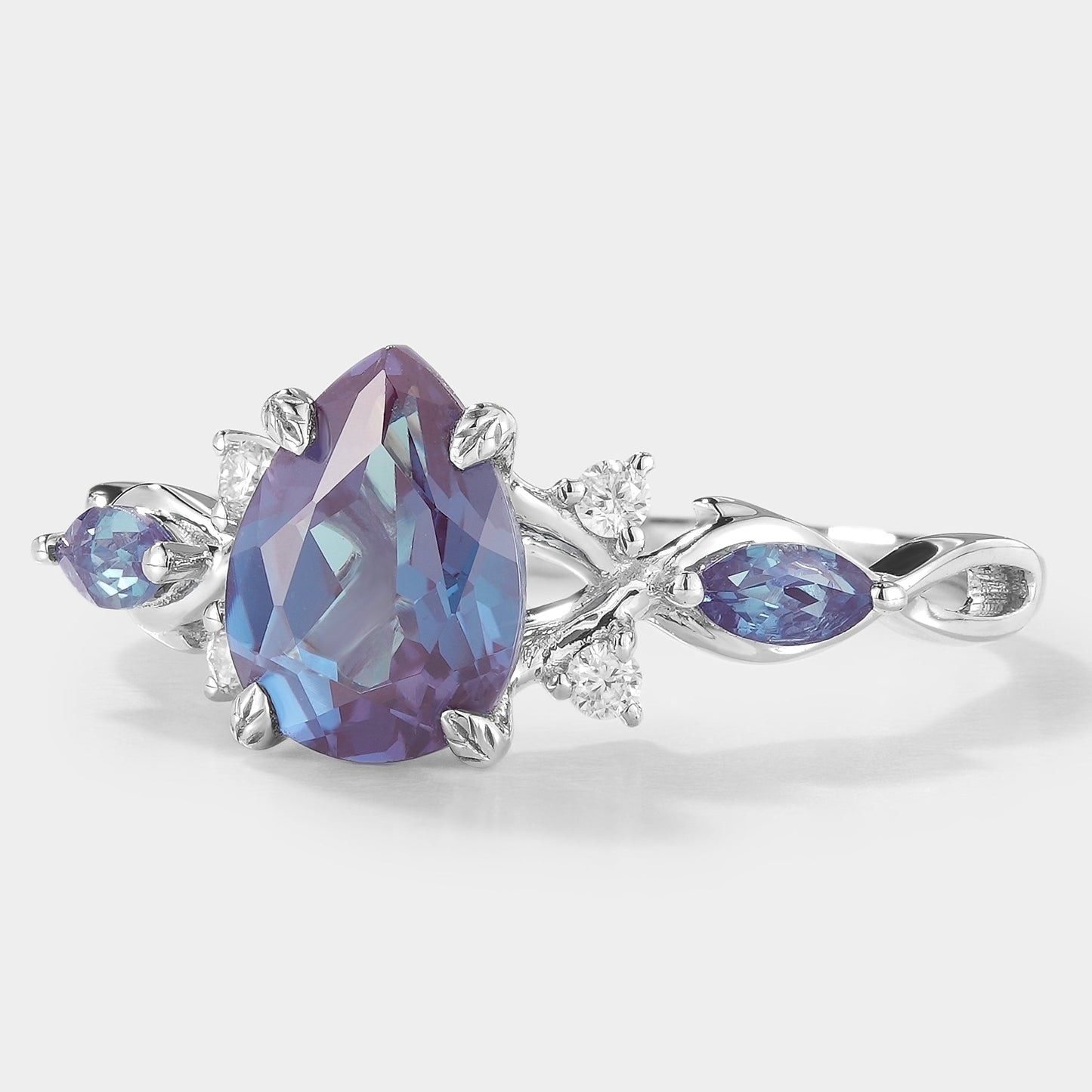 Classic Pear Cut Alexandrite Engagement Ring