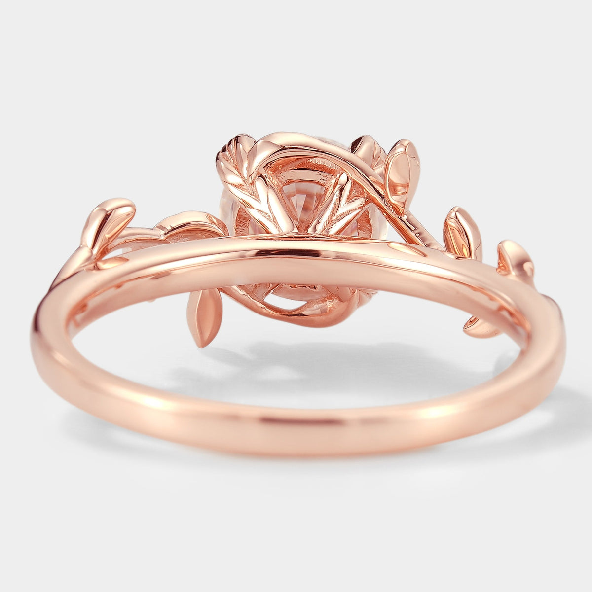 Round Cut Moissanite Leaf Engagement Ring