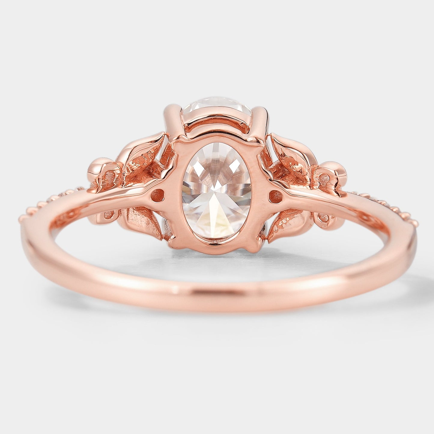 Leaf Inspired Oval Cut Moissanite Engagement Ring