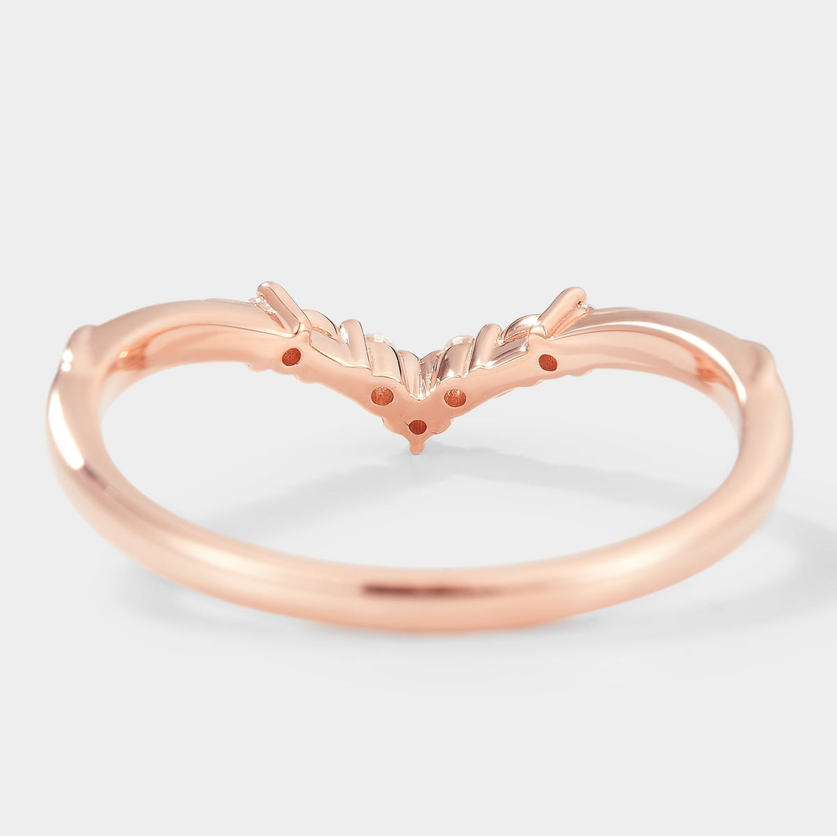 V Shaped Leaf Moissanite Stackable Wedding Band