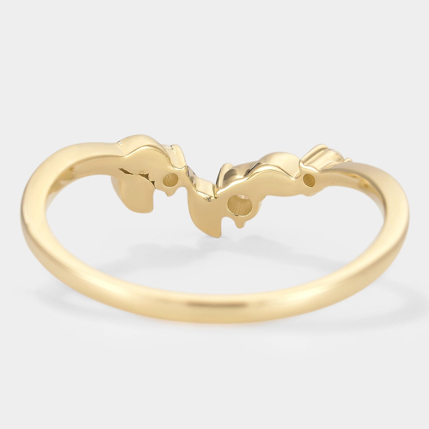 Unique Design Moissanite Leaf Stackable Matching Wedding Band