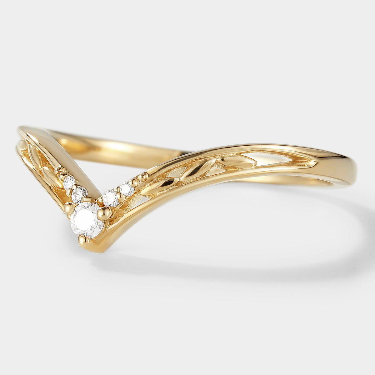 Wheat Inspired Design Chevron Stackable Wedding Band